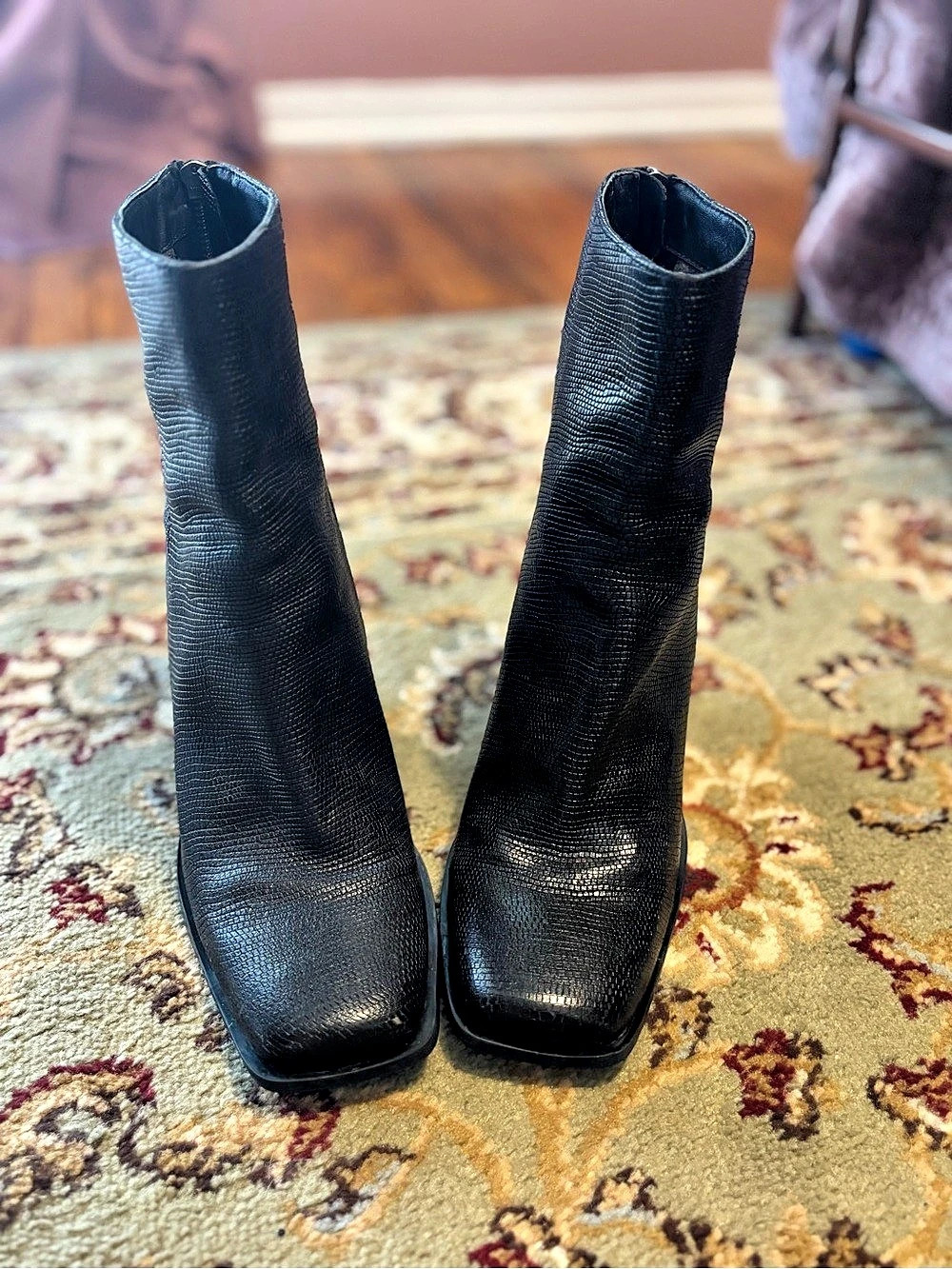 Black Heeled Leather Ankle Boots